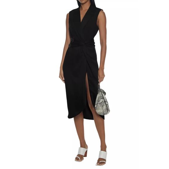 JONATHAN SIMKHAI Black Luxe Satin Twist Dress Size 10 MSRP $695 - Picture 2 of 15